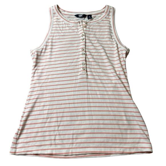 Lands' End coral Pink & White Sleeveless Tank Top Size medium - Picture 2 of 10